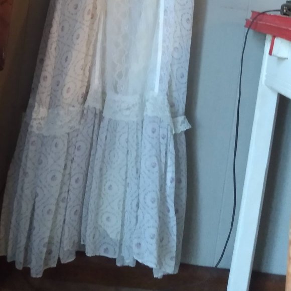 Vintage Floral & Lace Maxi Dress Homecoming Prom Prairie Boho Romantic Wedding - Picture 15 of 16